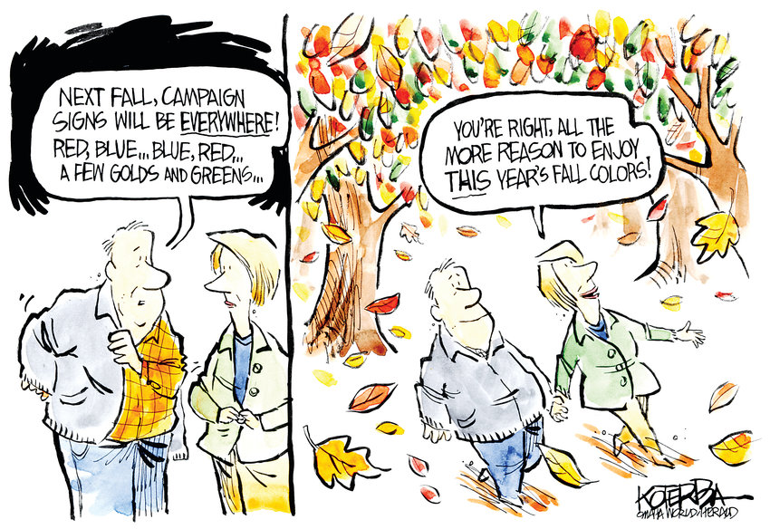Jeff Koterba October 18, 2015,.Fall Colors Leaves Campaign Politics
